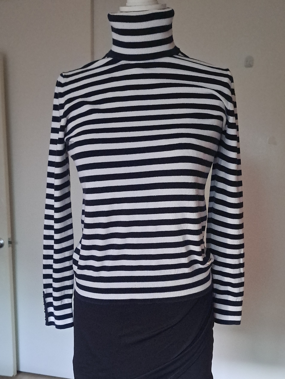 Tommy Hilfiger Black & White Striped Turtleneck T - Shirt - Picture 3 of 11